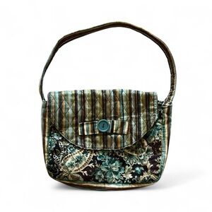 Handmade Quilted Teal and Brown Mini Bag